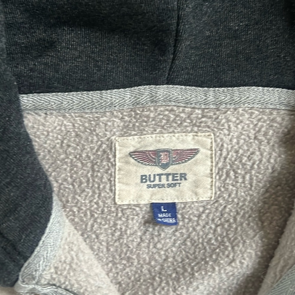 Size large, hooded, super soft butter sweatshirt